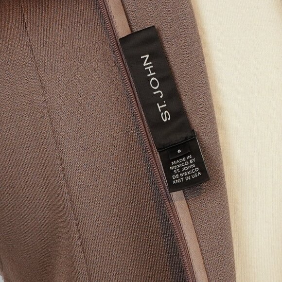 St John Knit Sleeveless Sheath Dress High Neck Cafe Brown - Size 6 - Picture 5 of 8